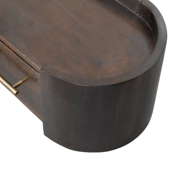 English Elm Artisan Solid Mango Wood Floating Nightstand with Curved Edge and Mocha Finish B182P443504
