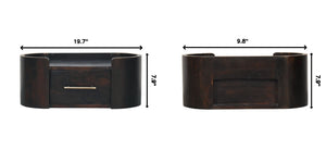 English Elm Artisan Solid Mango Wood Floating Nightstand with Curved Edge and Mocha Finish B182P443504