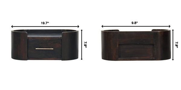 English Elm Artisan Solid Mango Wood Floating Nightstand with Curved Edge and Mocha Finish B182P443504