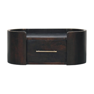 English Elm Artisan Solid Mango Wood Floating Nightstand with Curved Edge and Mocha Finish B182P443504