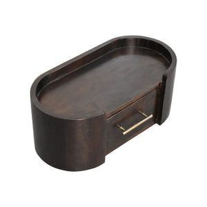 English Elm Artisan Solid Mango Wood Floating Nightstand with Curved Edge and Mocha Finish B182P443504