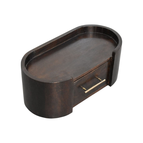 English Elm Artisan Solid Mango Wood Floating Nightstand with Curved Edge and Mocha Finish B182P443504