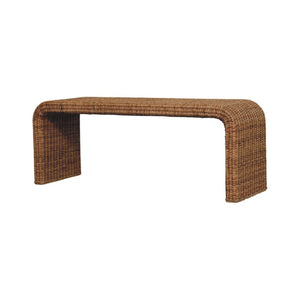 English Elm Rattan Handwoven Solid Wood Bench Mid Century Modern Bedroom Entryway Accent Seat B182P447432
