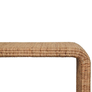 English Elm Rattan Handwoven Solid Wood Bench Mid Century Modern Bedroom Entryway Accent Seat B182P447432