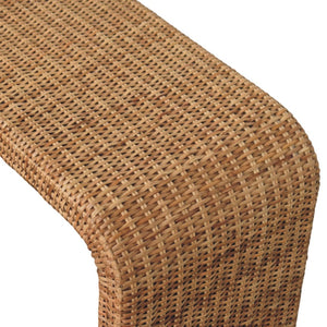English Elm Rattan Handwoven Solid Wood Bench Mid Century Modern Bedroom Entryway Accent Seat B182P447432