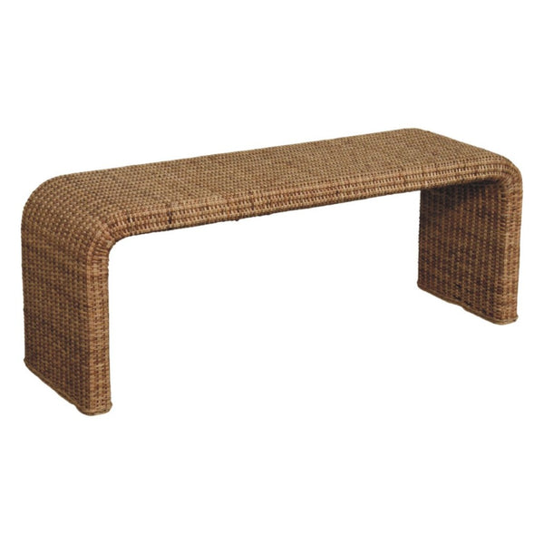 English Elm Rattan Handwoven Solid Wood Bench Mid Century Modern Bedroom Entryway Accent Seat B182P447432