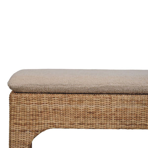 English Elm Rattan Solid Wood Bench Handcrafted Mid-century Console for Entryway or Bedroom B182P447433