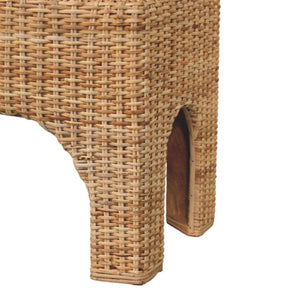 English Elm Rattan Solid Wood Bench Handcrafted Mid-century Console for Entryway or Bedroom B182P447433