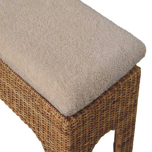English Elm Rattan Solid Wood Bench Handcrafted Mid-century Console for Entryway or Bedroom B182P447433