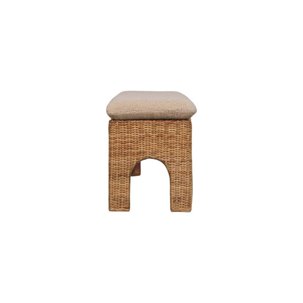 English Elm Rattan Solid Wood Bench Handcrafted Mid-century Console for Entryway or Bedroom B182P447433