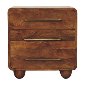 English Elm Solid Handcrafted Wood Mini Chest Three Drawers for Bedroom Office or Entryway B182P490904