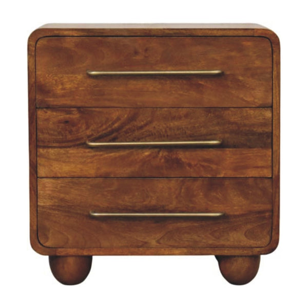 English Elm Solid Handcrafted Wood Mini Chest Three Drawers for Bedroom Office or Entryway B182P490904