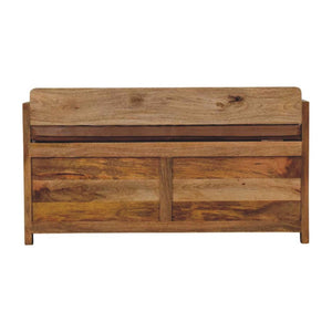 English Elm Solid Oak Finish Handcrafted Storage Bench with Leather Seat for Entryway Use B182P490907