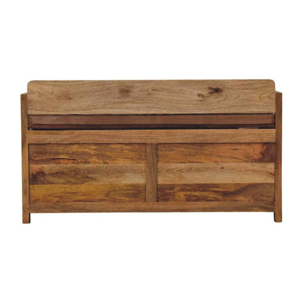 English Elm Solid Oak Finish Handcrafted Storage Bench with Leather Seat for Entryway Use B182P490907