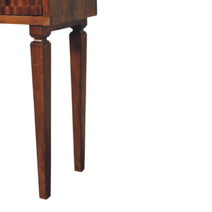 English Elm Solid Wood Handcrafted Console Table with Textured Panels for Entryway or Hallway B182P490908