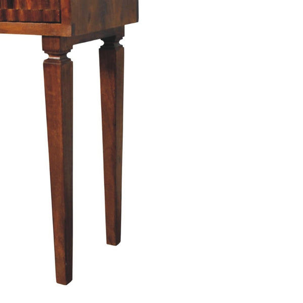 English Elm Solid Wood Handcrafted Console Table with Textured Panels for Entryway or Hallway B182P490908