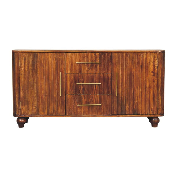 English Elm Solid Wood Handcrafted Sideboard with Curved Silhouette for Dining or Entryway B182P490909