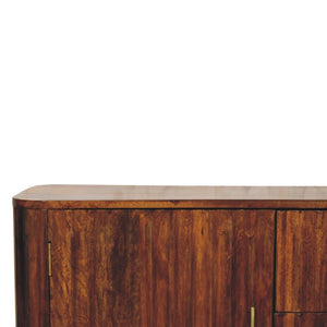English Elm Solid Wood Handcrafted Sideboard with Curved Silhouette for Dining or Entryway B182P490909