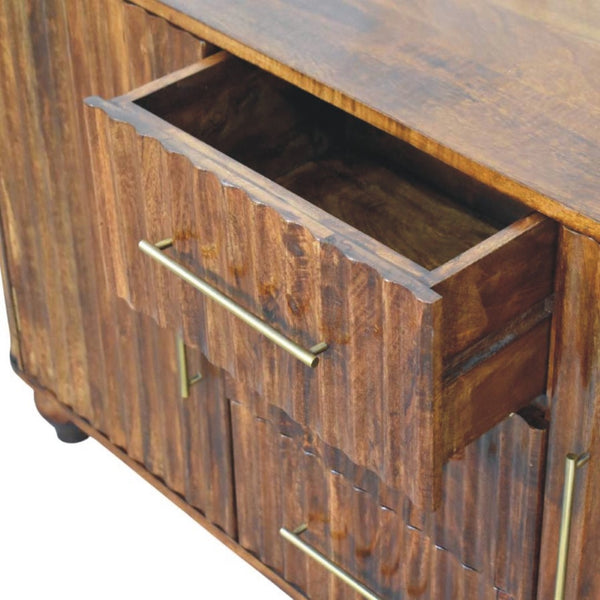 English Elm Solid Wood Handcrafted Sideboard with Curved Silhouette for Dining or Entryway B182P490909