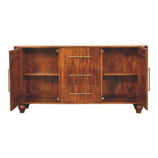 English Elm Solid Wood Handcrafted Sideboard with Curved Silhouette for Dining or Entryway B182P490909