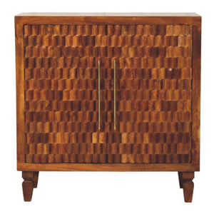 English Elm Solid Wood Hand Carved Storage Cabinet with Decorative Relief Panels for Entryway B182P490910