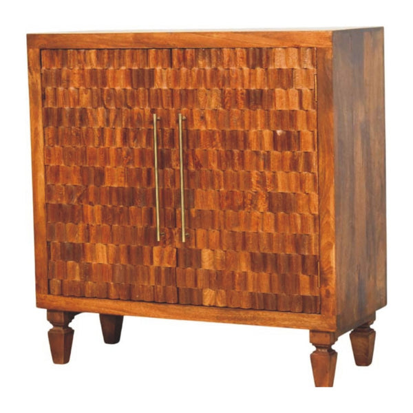 English Elm Solid Wood Hand Carved Storage Cabinet with Decorative Relief Panels for Entryway B182P490910