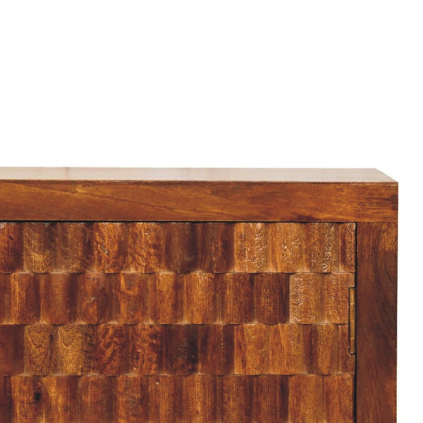 English Elm Solid Wood Hand Carved Storage Cabinet with Decorative Relief Panels for Entryway B182P490910