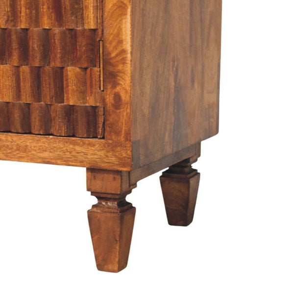 English Elm Solid Wood Hand Carved Storage Cabinet with Decorative Relief Panels for Entryway B182P490910