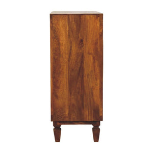 English Elm Solid Wood Hand Carved Storage Cabinet with Decorative Relief Panels for Entryway B182P490910