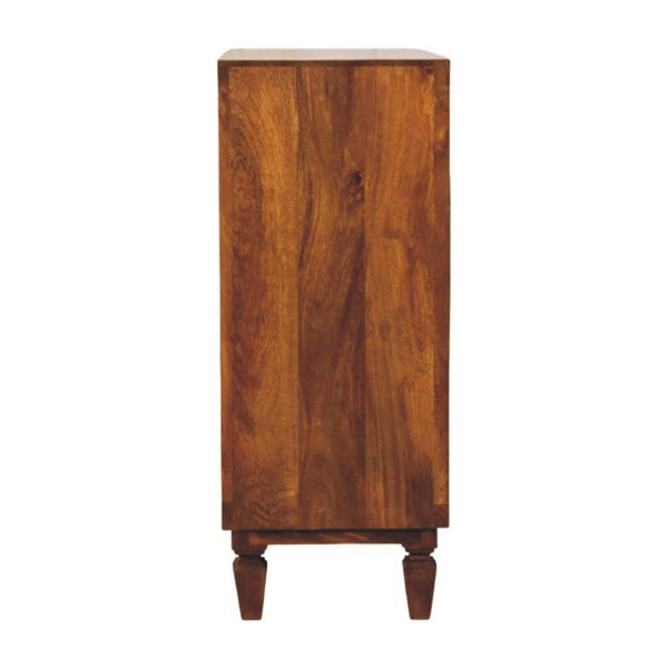English Elm Solid Wood Hand Carved Storage Cabinet with Decorative Relief Panels for Entryway B182P490910