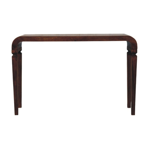 English Elm Solid Wood Handcrafted Curved Console Table for Entryways Hallways and Sofa Backs B182P490911