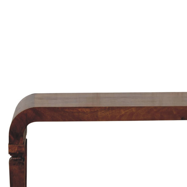 English Elm Solid Wood Handcrafted Curved Console Table for Entryways Hallways and Sofa Backs B182P490911