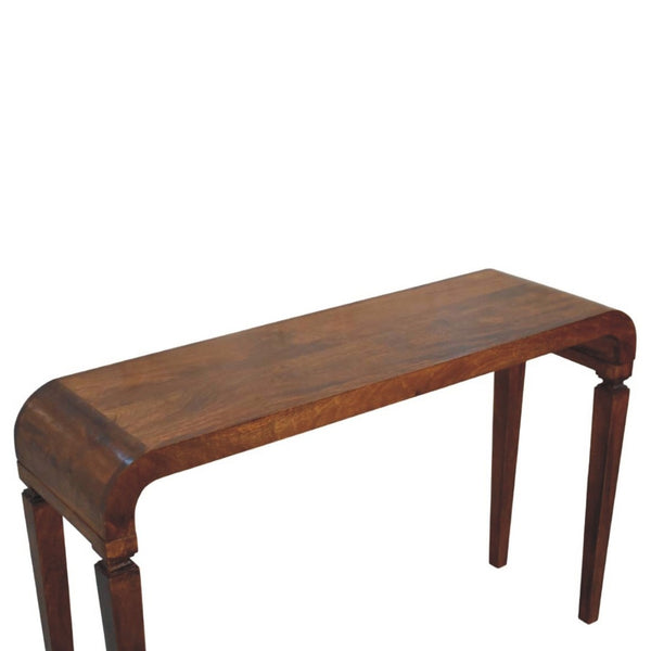 English Elm Solid Wood Handcrafted Curved Console Table for Entryways Hallways and Sofa Backs B182P490911