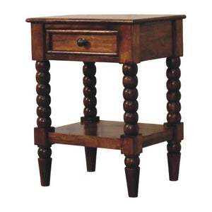 English Elm Solid Wood Handmade Spindle Leg Side Table with Drawer for Bedroom or Living Room B182P490912