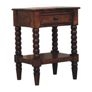 English Elm Solid Wood Handmade Spindle Leg Side Table with Drawer for Bedroom or Living Room B182P490912