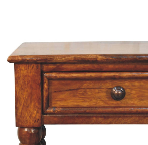 English Elm Solid Wood Handmade Spindle Leg Side Table with Drawer for Bedroom or Living Room B182P490912