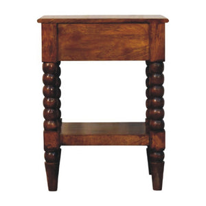 English Elm Solid Wood Handmade Spindle Leg Side Table with Drawer for Bedroom or Living Room B182P490912