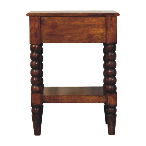 English Elm Solid Wood Handmade Spindle Leg Side Table with Drawer for Bedroom or Living Room B182P490912