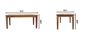 English Elm Solid Handcrafted Teak Wood Dining Table Seats Six with Warm Natural Grain Finish B182P490916