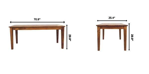 English Elm Solid Handcrafted Teak Wood Dining Table Seats Six with Warm Natural Grain Finish B182P490916