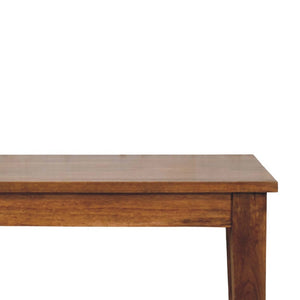 English Elm Solid Handcrafted Teak Wood Dining Table Seats Six with Warm Natural Grain Finish B182P490916