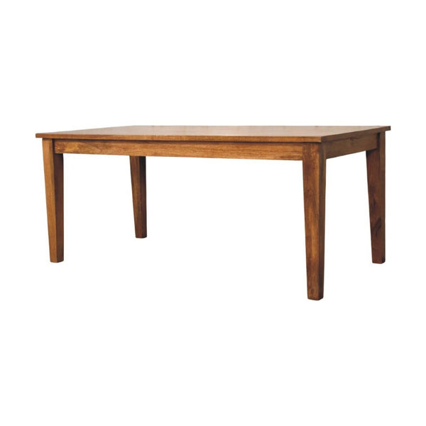 English Elm Solid Handcrafted Teak Wood Dining Table Seats Six with Warm Natural Grain Finish B182P490916