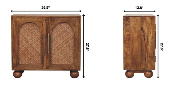 English Elm Solid Wood Handcrafted Rattan Sideboard with Arched Doors for Bohemian Living Rooms B182P490938