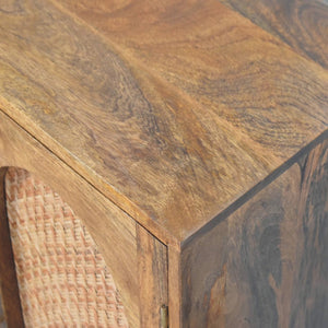 English Elm Solid Wood Handcrafted Rattan Sideboard with Arched Doors for Bohemian Living Rooms B182P490938