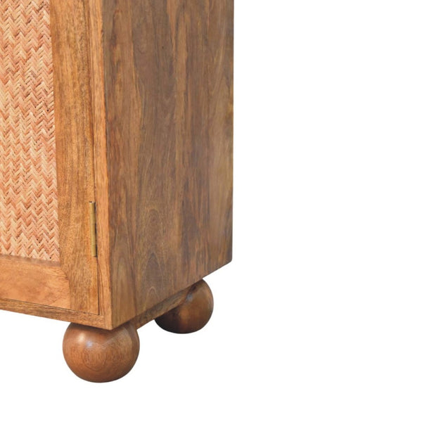 English Elm Solid Wood Handcrafted Rattan Sideboard with Arched Doors for Bohemian Living Rooms B182P490938