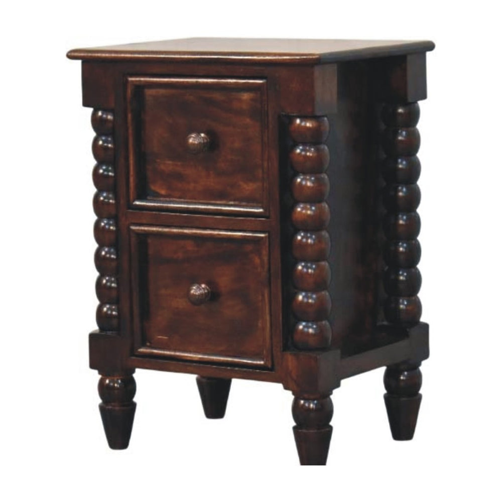 English Elm Solid Wood Handcrafted Spindle Leg Nightstand for Farmhouse and Cottage Bedrooms B182P490945