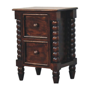English Elm Solid Wood Handcrafted Spindle Leg Nightstand for Farmhouse and Cottage Bedrooms B182P490945