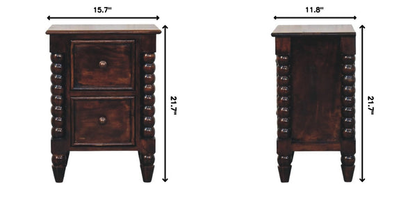 English Elm Solid Wood Handcrafted Spindle Leg Nightstand for Farmhouse and Cottage Bedrooms B182P490945