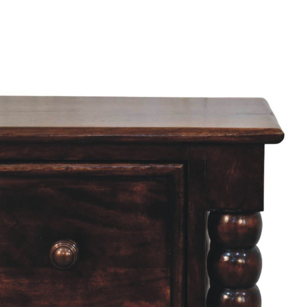 English Elm Solid Wood Handcrafted Spindle Leg Nightstand for Farmhouse and Cottage Bedrooms B182P490945