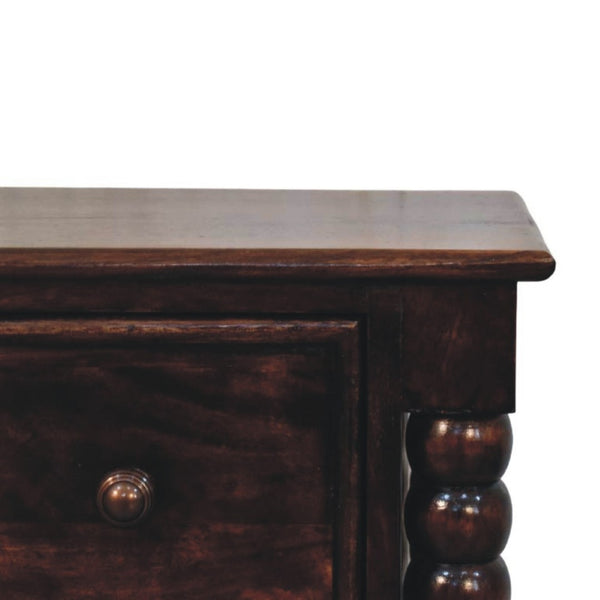 English Elm Solid Wood Handcrafted Spindle Leg Nightstand for Farmhouse and Cottage Bedrooms B182P490945
